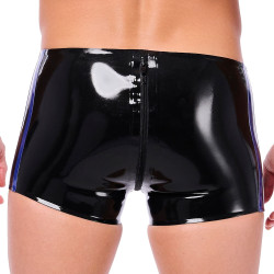 XRUB Latex Short en latex Xrub avec zip Avant/Arrière Noir-Bleu